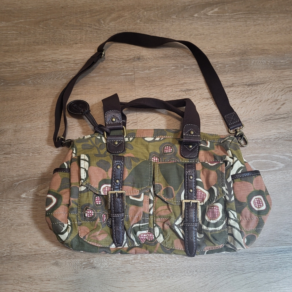 FOSSIL Vintage Stock FS029 Saddle Tote Bag Hawaiian Print